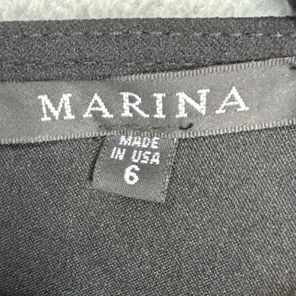 Marina Women's Sequin Sleeve Knee Length Shift Dress Black Size 6 NWOT Modest - Picture 8 of 10